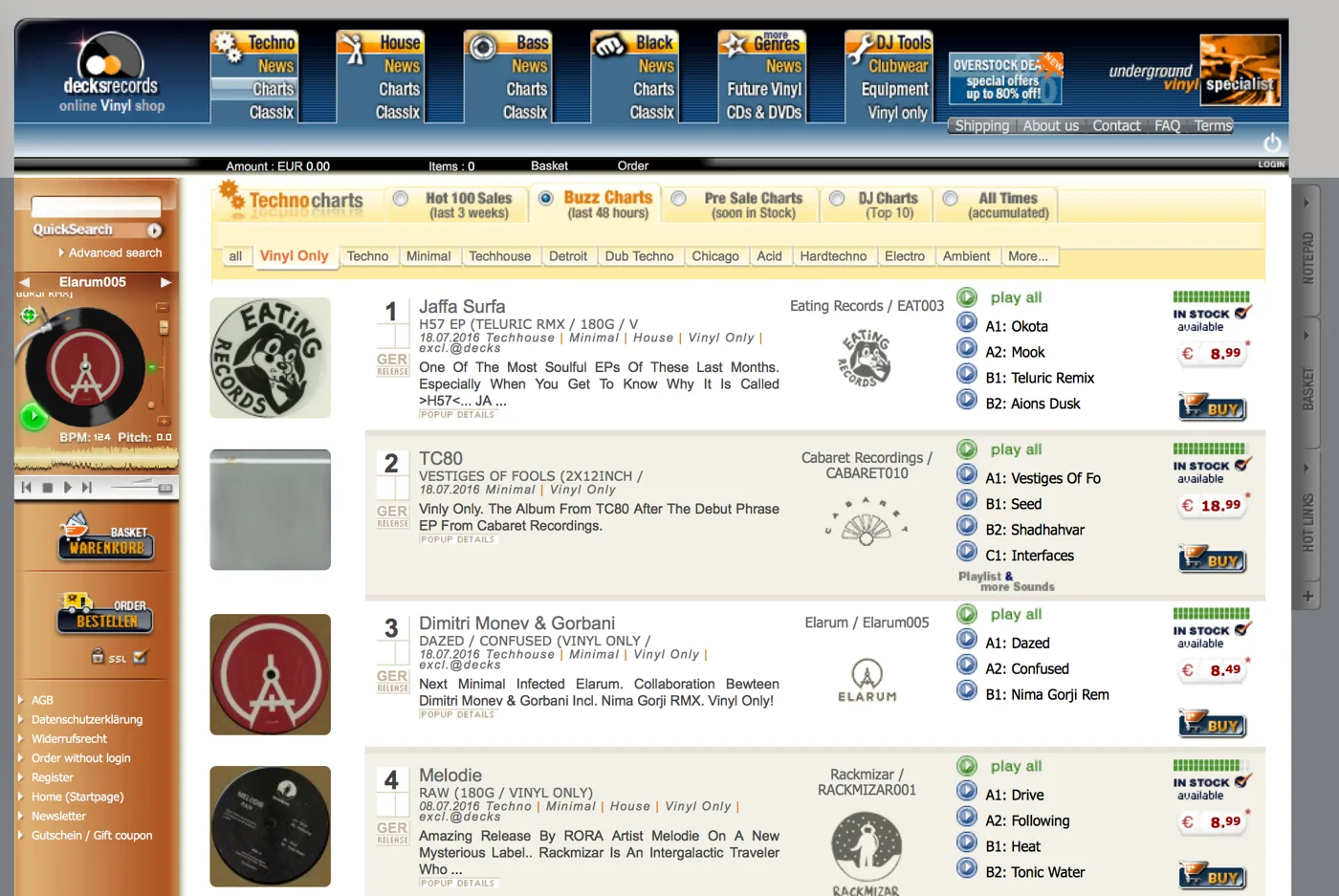 decks.de buzz chart with Dazed / Confused at number three